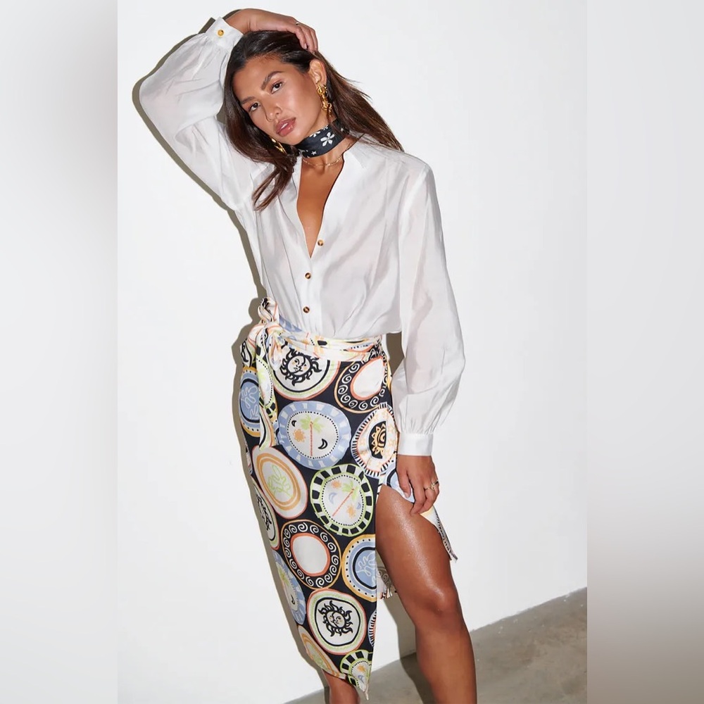 Never Fully Dressed Mono Mosaic Plate Jaspre Wrap Skirt NWT size 14